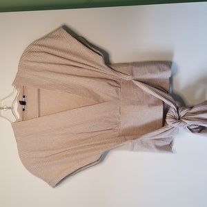 Express short sleeve v-neck faux wrap tie top